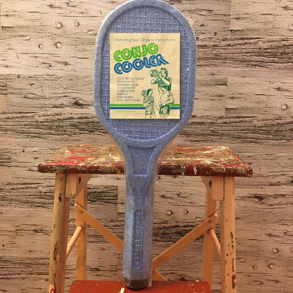 Unique Vintage Conjo Cooler Blue Tennis Racquet Thermo Bottle 30 oz